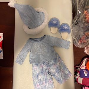 American Girl Doll Snowflake Pajamas w/matching slippers! Price Firm.